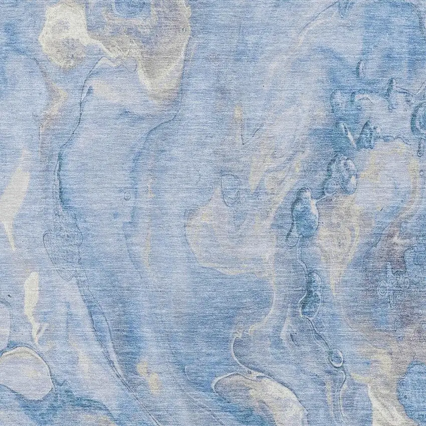 Blue Gray And Silver Abstract Washable Area Rug With UV Protection Photo 2