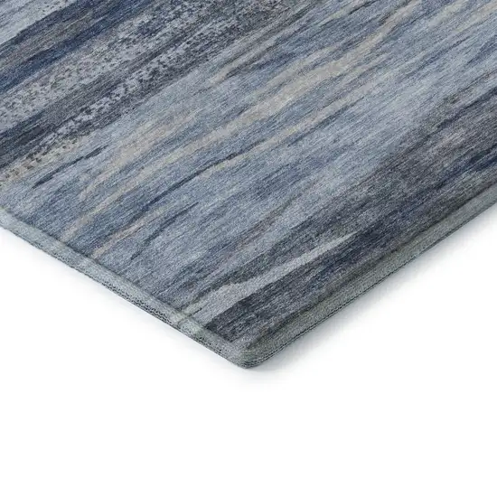 Blue Gray And Silver Abstract Washable Area Rug With UV Protection Photo 7