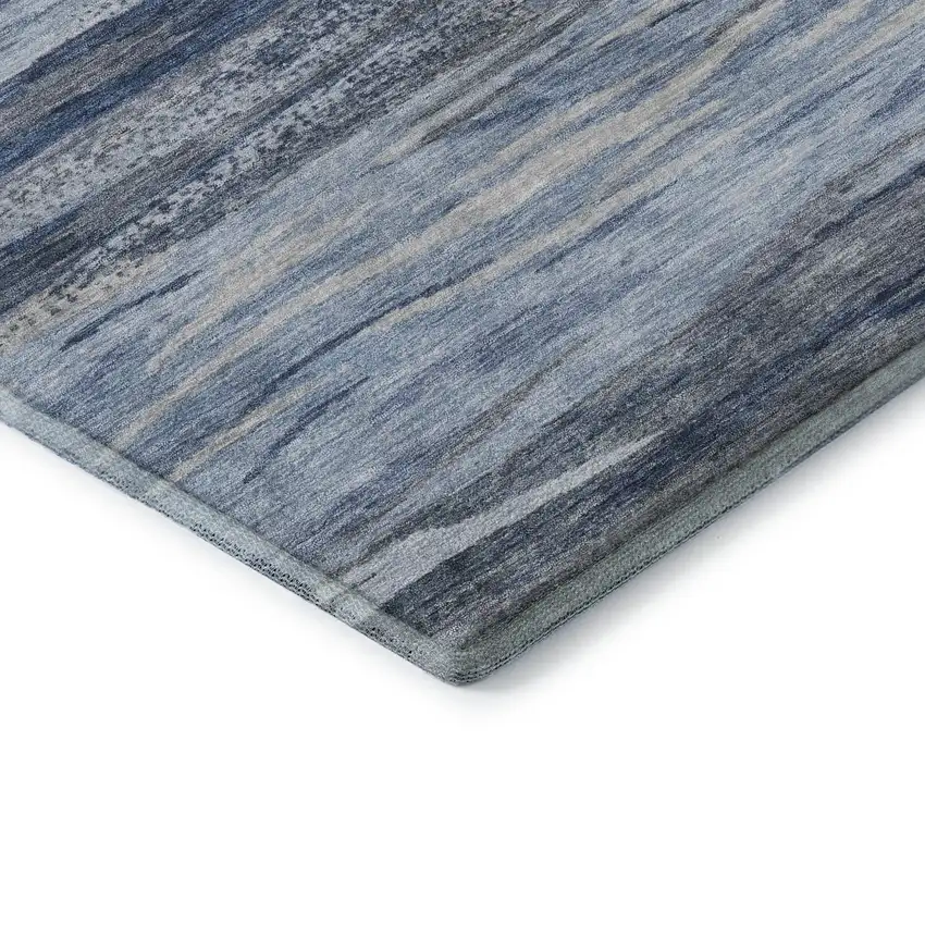 Blue Gray And Silver Abstract Washable Area Rug With UV Protection Photo 7
