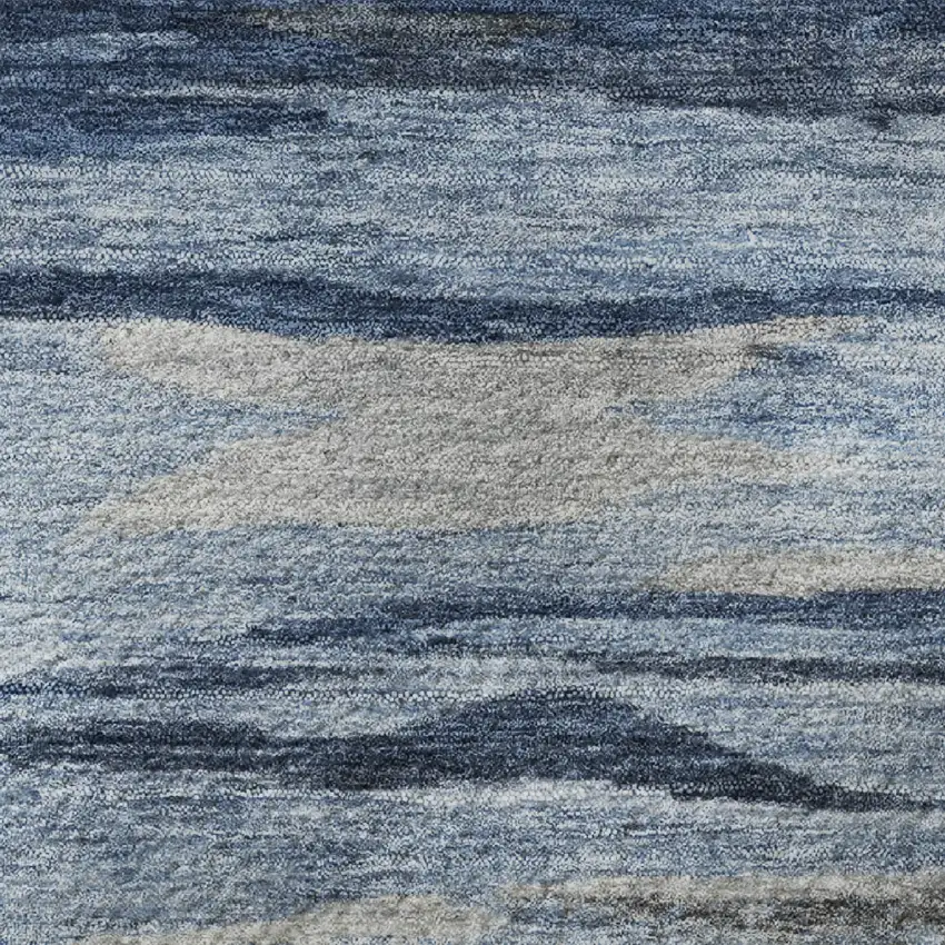 Blue Gray And Silver Abstract Washable Area Rug With UV Protection Photo 9