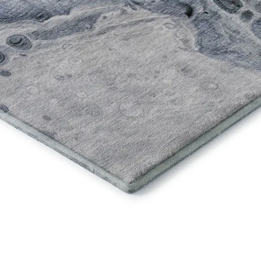 Blue Gray And Silver Abstract Washable Area Rug With UV Protection Photo 8
