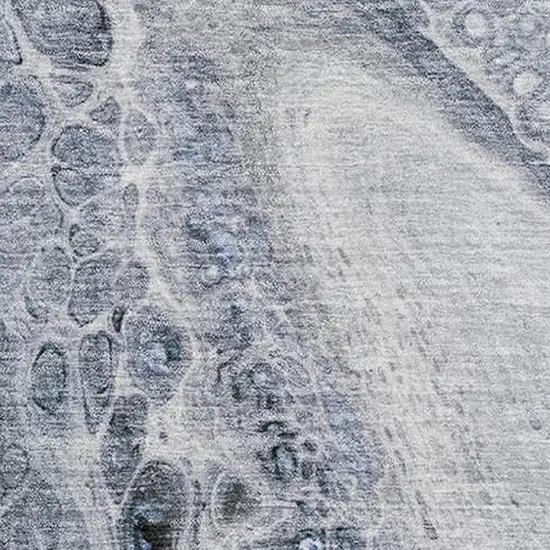 Blue Gray And Silver Abstract Washable Area Rug With UV Protection Photo 3