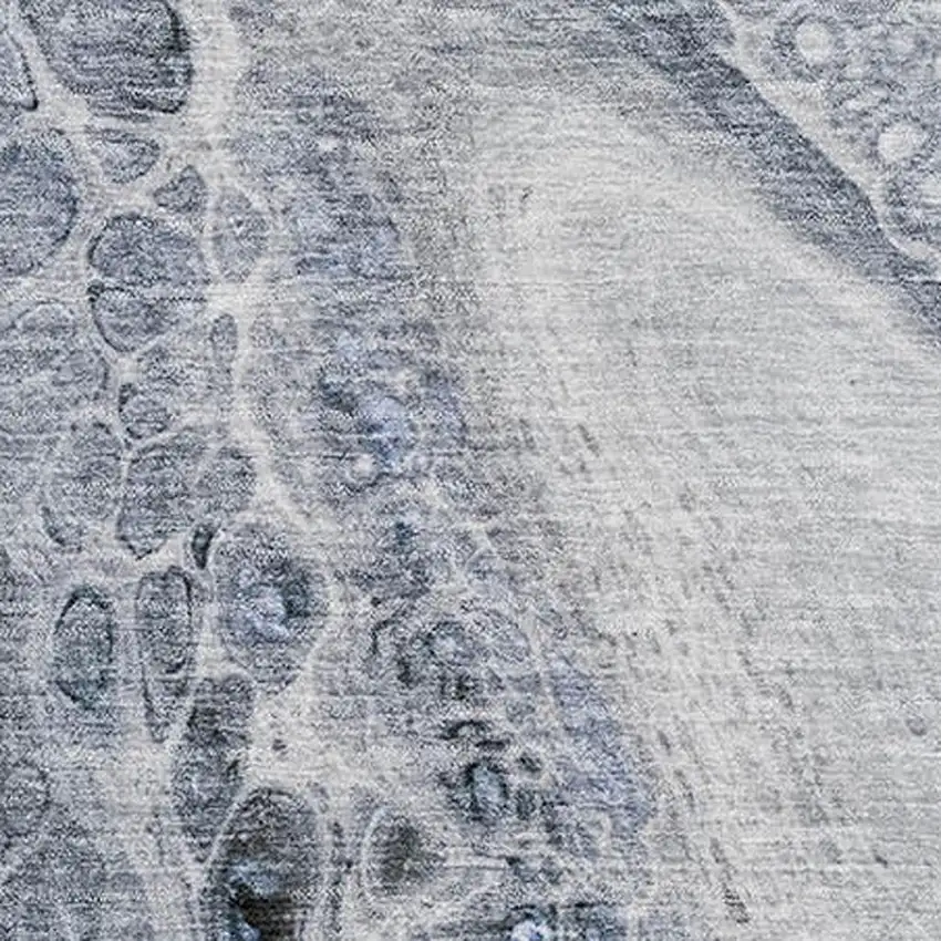 Blue Gray And Silver Abstract Washable Area Rug With UV Protection Photo 3