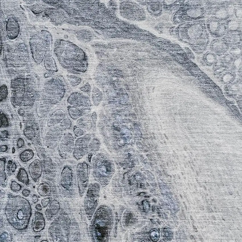 Blue Gray And Silver Abstract Washable Area Rug With UV Protection Photo 4