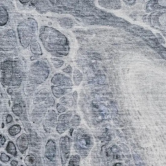 Blue Gray And Silver Abstract Washable Area Rug With UV Protection Photo 3