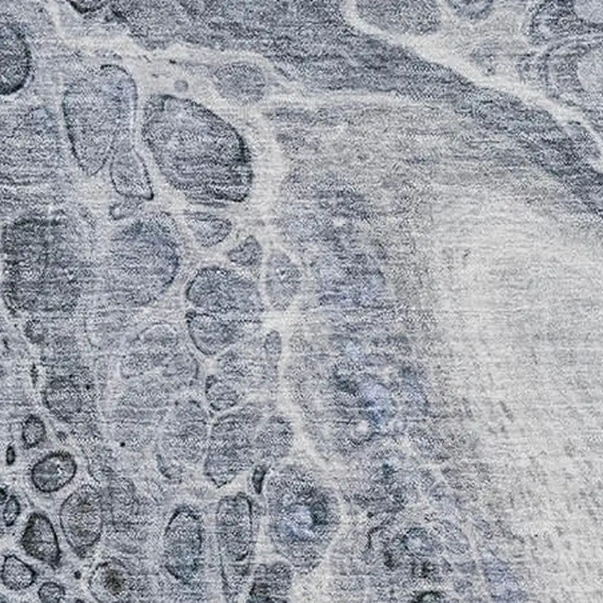 Blue Gray And Silver Abstract Washable Area Rug With UV Protection Photo 3