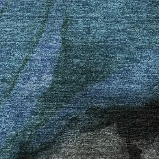 Blue Gray And Silver Abstract Washable Area Rug With UV Protection Photo 9