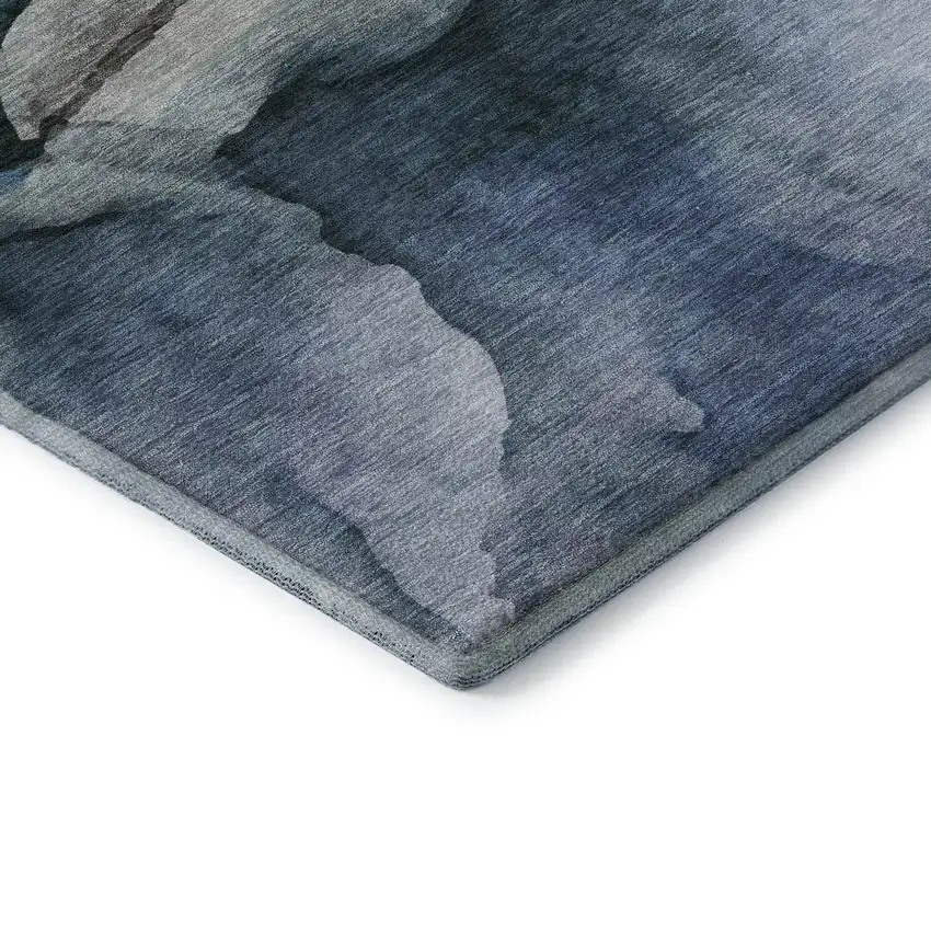 Blue Gray And Silver Abstract Washable Area Rug With UV Protection Photo 8