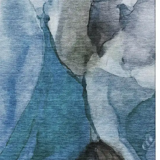 Blue Gray And Silver Abstract Washable Area Rug With UV Protection Photo 4