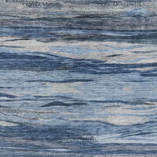 Blue Gray And Silver Abstract Washable Indoor Outdoor Area Rug Photo 3