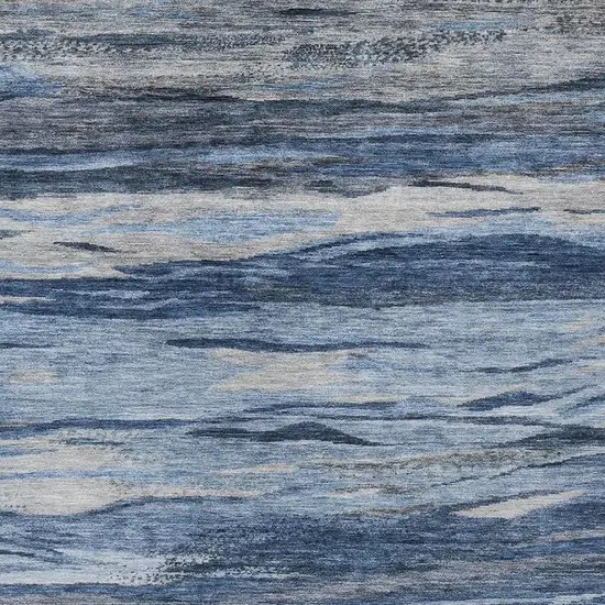 Blue Gray And Silver Abstract Washable Indoor Outdoor Area Rug Photo 3