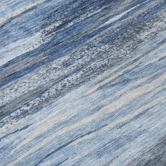 Blue Gray And Silver Abstract Washable Indoor Outdoor Area Rug Photo 9