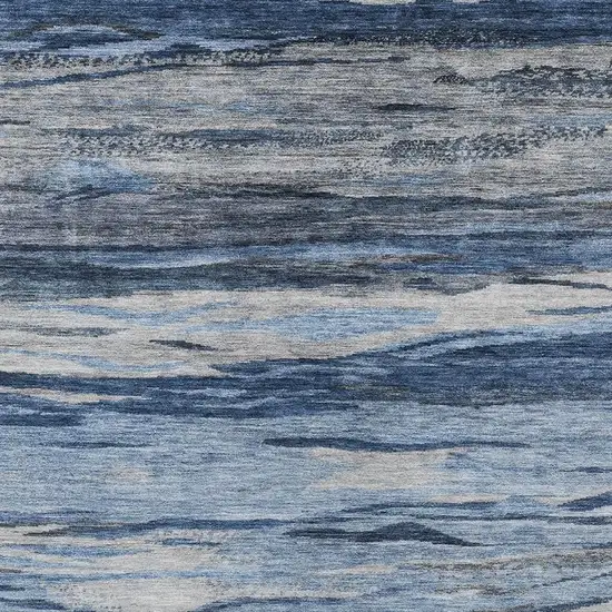 Blue Gray And Silver Abstract Washable Indoor Outdoor Area Rug Photo 3