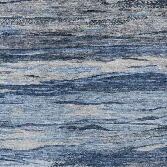 Blue Gray And Silver Abstract Washable Indoor Outdoor Area Rug Photo 7