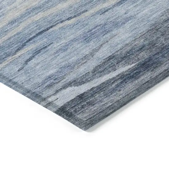 Blue Gray And Silver Abstract Washable Indoor Outdoor Area Rug Photo 6