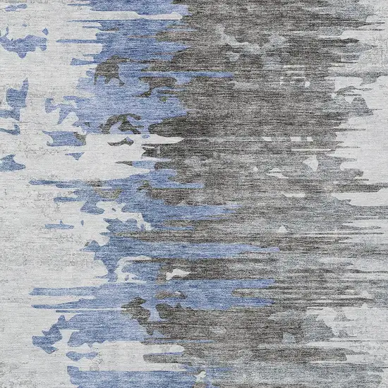 Blue Gray And Silver Abstract Washable Indoor Outdoor Area Rug Photo 4