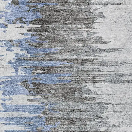 Blue Gray And Silver Abstract Washable Indoor Outdoor Area Rug Photo 4