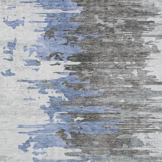 Blue Gray And Silver Abstract Washable Indoor Outdoor Area Rug Photo 4