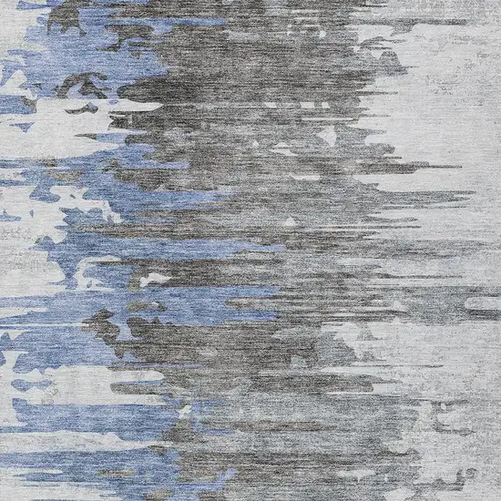 Blue Gray And Silver Abstract Washable Indoor Outdoor Area Rug Photo 4