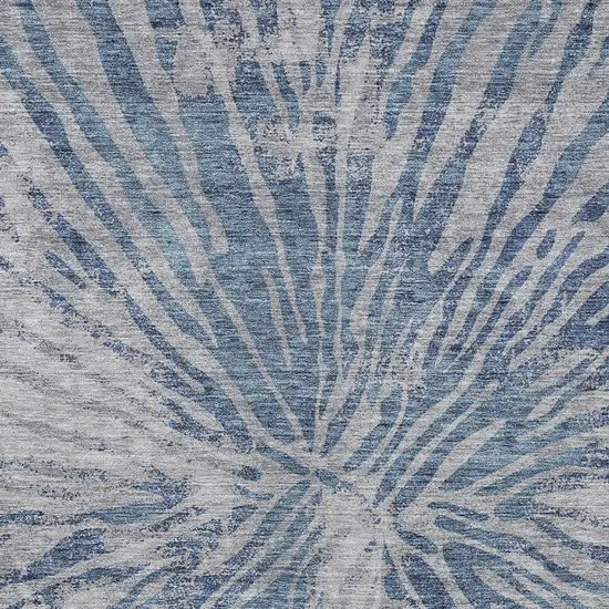 Blue Gray And Silver Abstract Washable Indoor Outdoor Area Rug Photo 6