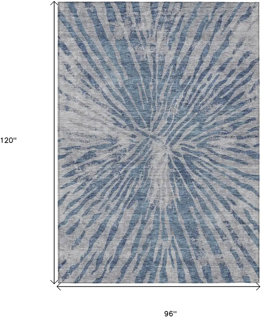 Blue Gray And Silver Abstract Washable Indoor Outdoor Area Rug Photo 3