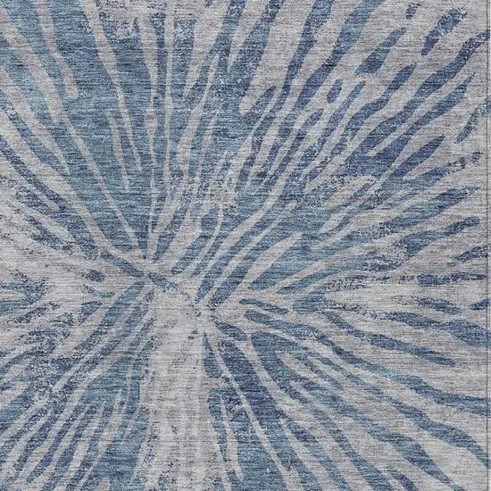 Blue Gray And Silver Abstract Washable Indoor Outdoor Area Rug Photo 6