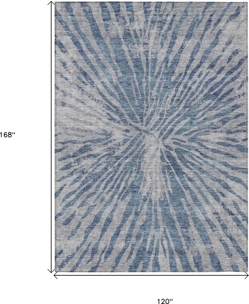 Blue Gray And Silver Abstract Washable Indoor Outdoor Area Rug Photo 3
