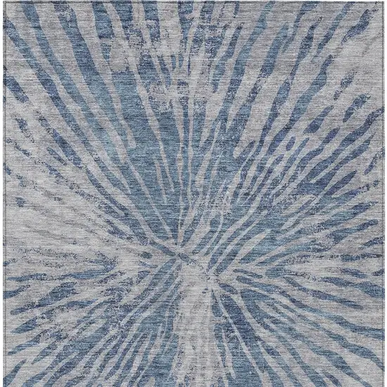 Blue Gray And Silver Abstract Washable Indoor Outdoor Area Rug Photo 6