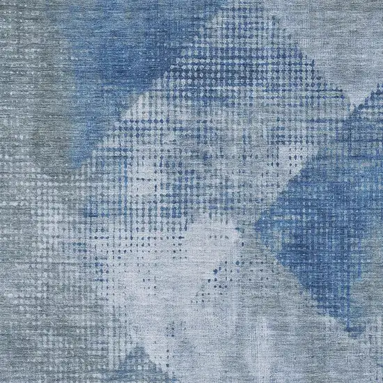 Blue Gray And Silver Diamond Washable Area Rug With UV Protection Photo 2