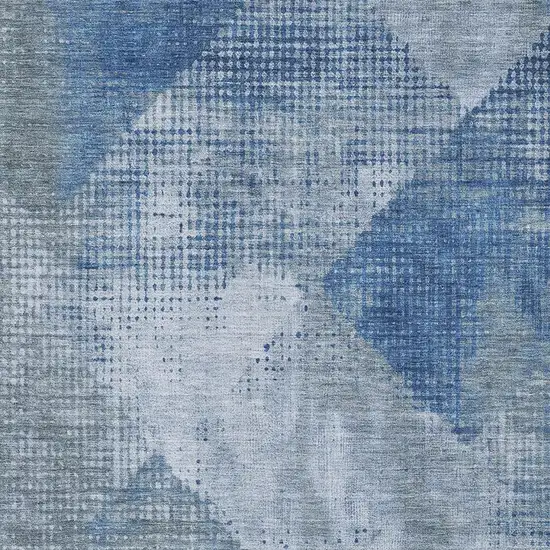 Blue Gray And Silver Diamond Washable Area Rug With UV Protection Photo 2