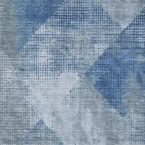 Photo of Blue Gray And Silver Diamond Washable Area Rug With UV Protection