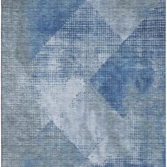 Blue Gray And Silver Diamond Washable Area Rug With UV Protection Photo 3