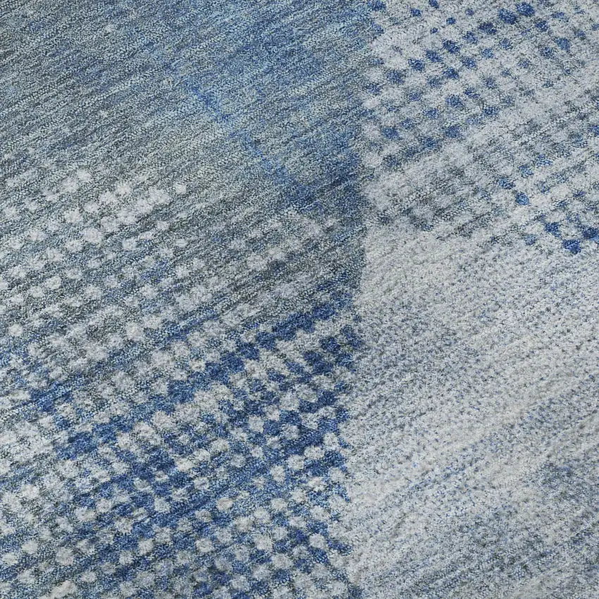 Blue Gray And Silver Diamond Washable Area Rug With UV Protection Photo 9