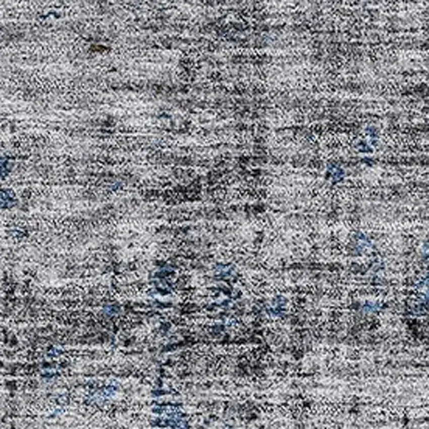 Blue Gray And Silver Floral Medallion Washable Area Rug With UV Protection Photo 4