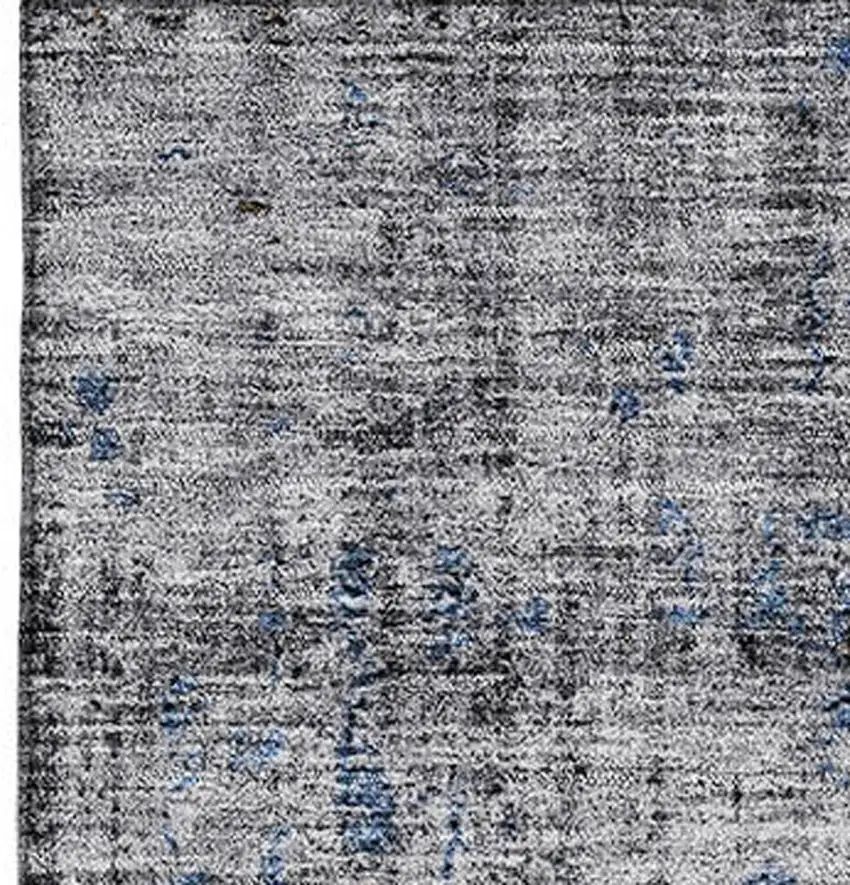 Blue Gray And Silver Floral Medallion Washable Area Rug With UV Protection Photo 5