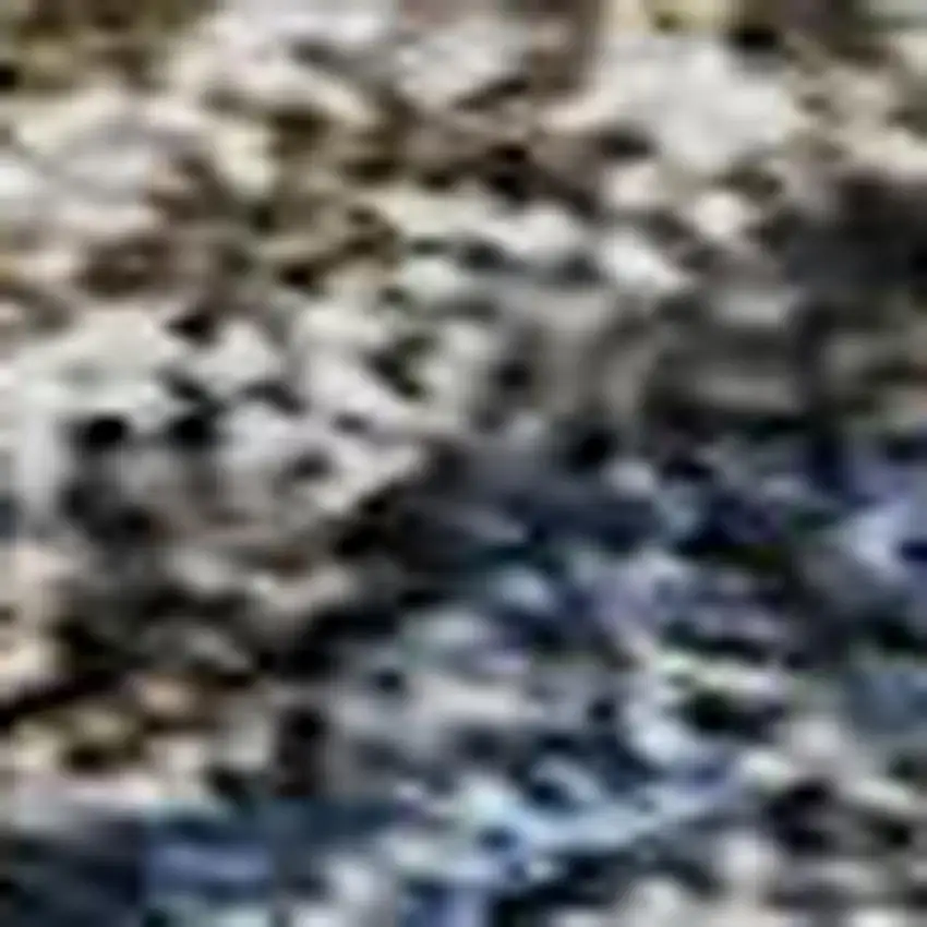 Blue Gray And Silver Floral Medallion Washable Area Rug With UV Protection Photo 2