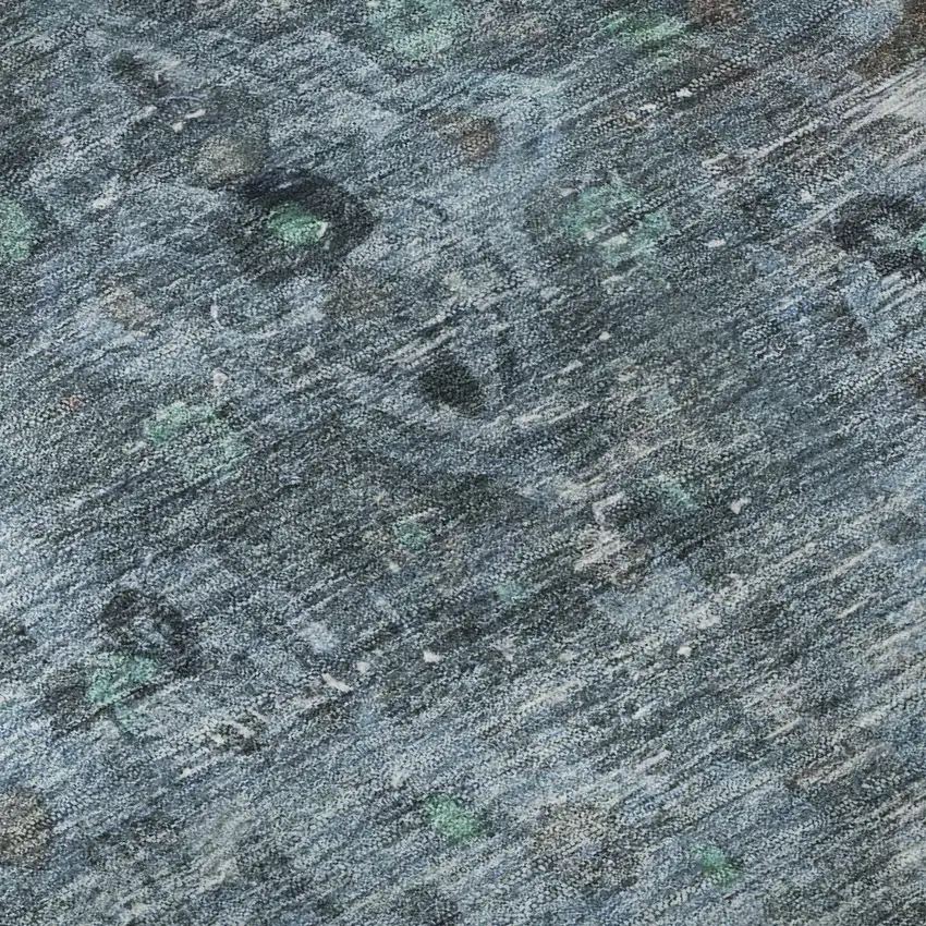 Blue Gray And Silver Floral Medallion Washable Area Rug With UV Protection Photo 9