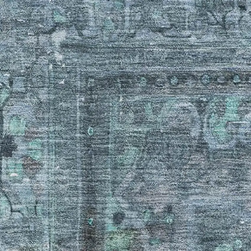 Blue Gray And Silver Floral Medallion Washable Area Rug With UV Protection Photo 2