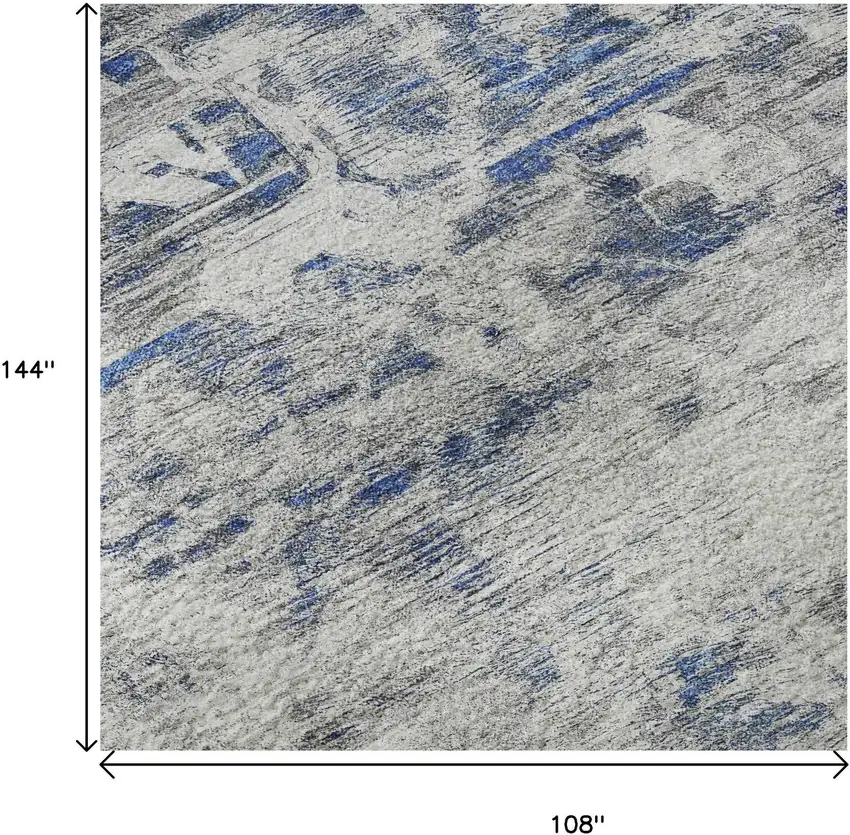 Blue Gray And Silver Floral Washable Area Rug With UV Protection Photo 9