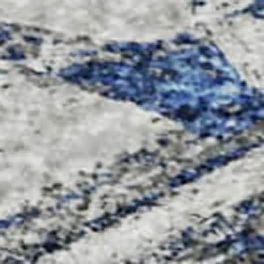 Blue Gray And Silver Floral Washable Area Rug With UV Protection Photo 2