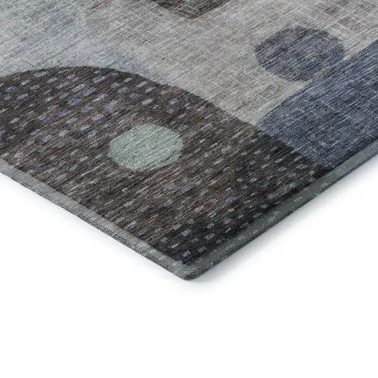 Blue Gray And Silver Geometric Washable Area Rug With UV Protection Photo 7