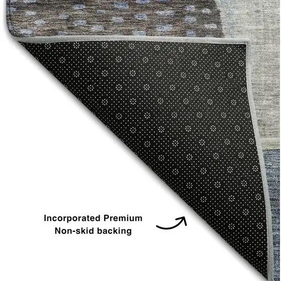 Blue Gray And Silver Geometric Washable Area Rug With UV Protection Photo 6