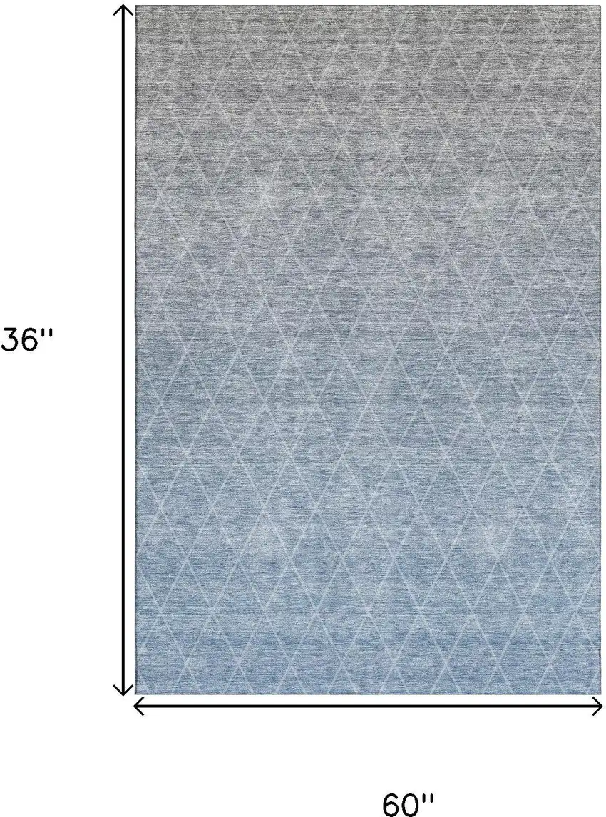 Blue Gray And Silver Geometric Washable Area Rug With UV Protection Photo 9