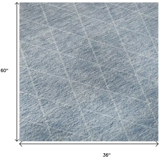 Blue Gray And Silver Geometric Washable Area Rug With UV Protection Photo 9