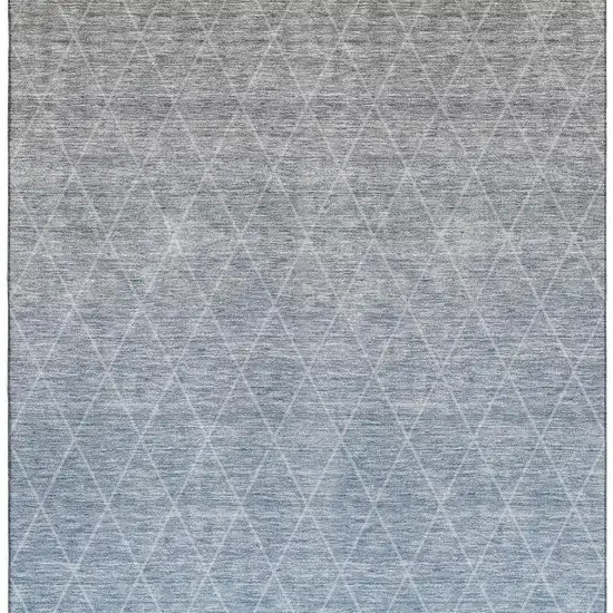 Blue Gray And Silver Geometric Washable Area Rug With UV Protection Photo 3