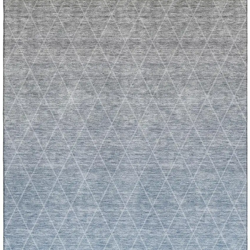 Blue Gray And Silver Geometric Washable Area Rug With UV Protection Photo 3