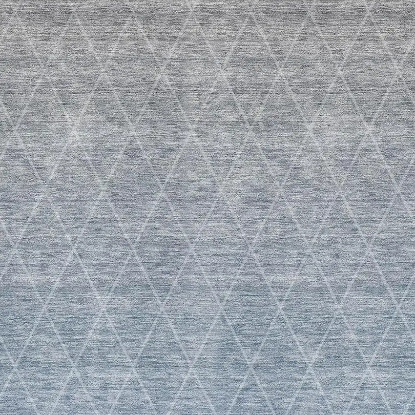 Blue Gray And Silver Geometric Washable Area Rug With UV Protection Photo 2