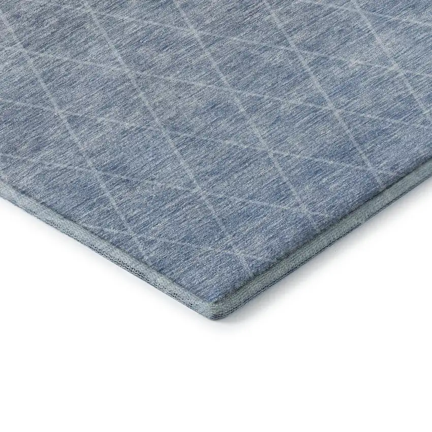 Blue Gray And Silver Geometric Washable Area Rug With UV Protection Photo 7