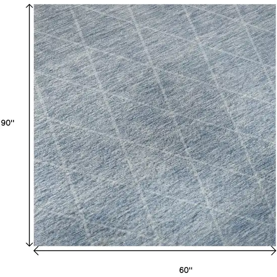 Blue Gray And Silver Geometric Washable Area Rug With UV Protection Photo 9