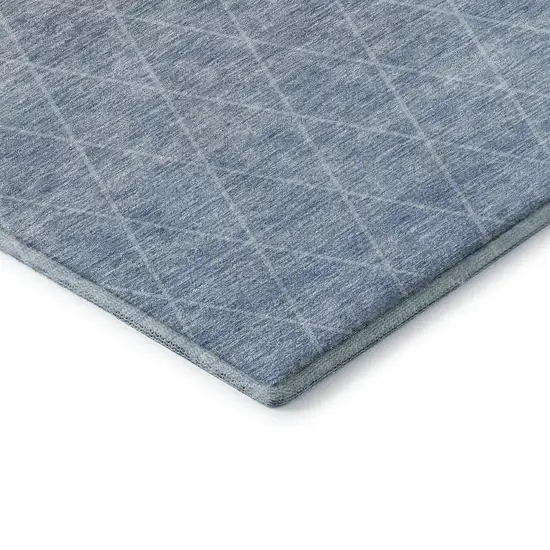 Blue Gray And Silver Geometric Washable Area Rug With UV Protection Photo 7